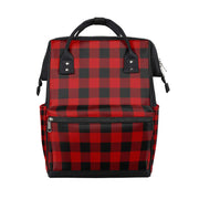 TropicalLife Red Lumberjack Plaid Diaper Backpack Large Capacity Baby Bags Multi-Function Zipper Casual Travel Backpacks for Mom Dad Unisex