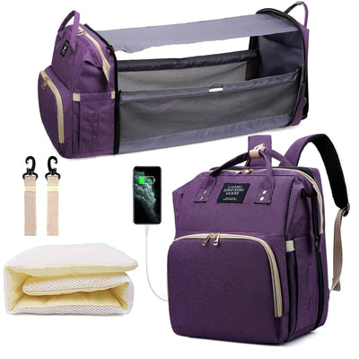 SALIFA Diaper Bag Backpack Nappy Baby Bags with Portable Changing Pad 900D Waterproof Multi-Function Travel Portable Mommy Bag Purple